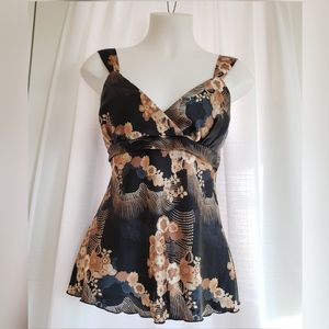 Sweetheart Style Floral Print Top